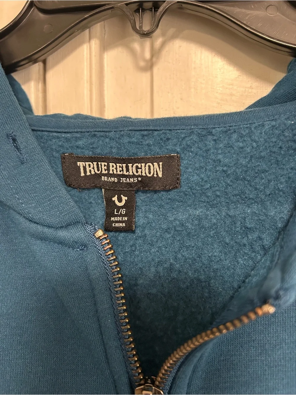 True Religion Men's Teal Zip Front Hoodie Jacket- Size Large